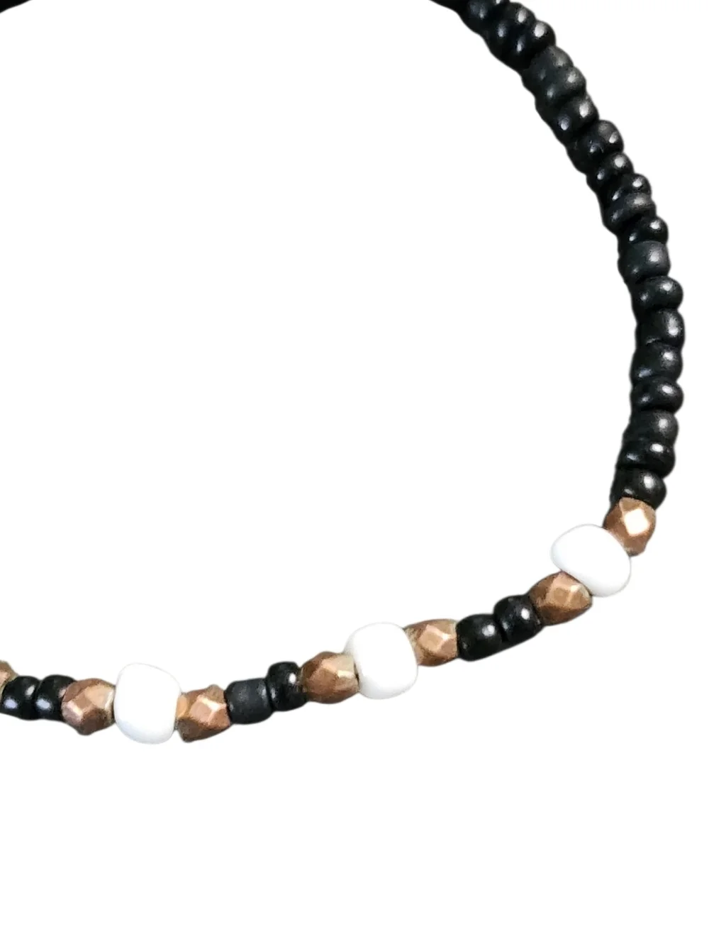 Goldtone and Black Beaded Tassel Stretch Bracelet Stack